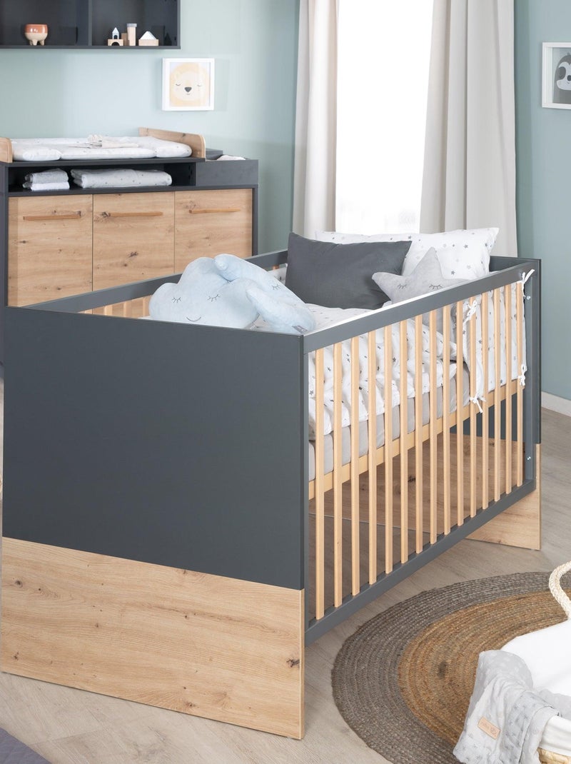 Lit bébé évolutif 70 x 140 convertible en lit enfant 'lenn' roba gris anthracite - Kiabi