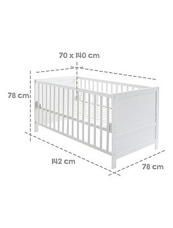 Lit bébé évolutif 70 x 140 convertible en lit enfant ROBA