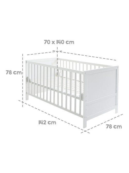 Lit bébé évolutif 70 x 140 convertible en lit enfant ROBA - Kiabi Lit bébé évolutif 70 x 140 convertible en lit enfant ROBA - Kiabi