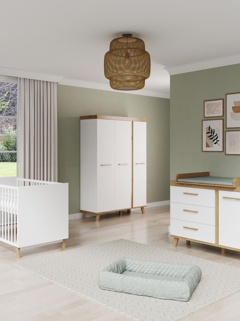Lit bébé évolutif 70 x 140 convertible en lit enfant 'Smile' ROBA Blanc Marron - Kiabi