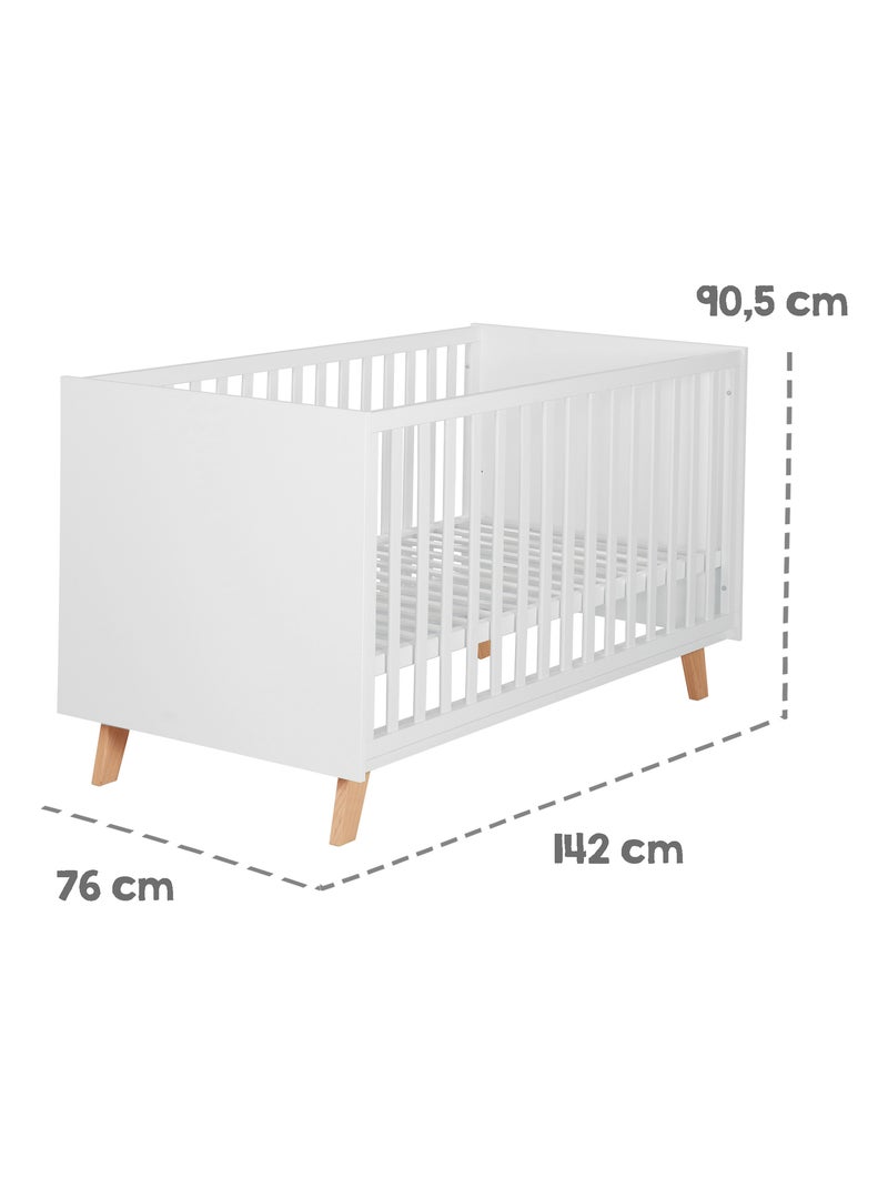 Lit bébé évolutif 70 x 140 convertible en lit enfant 'Smile' ROBA Blanc Marron - Kiabi
