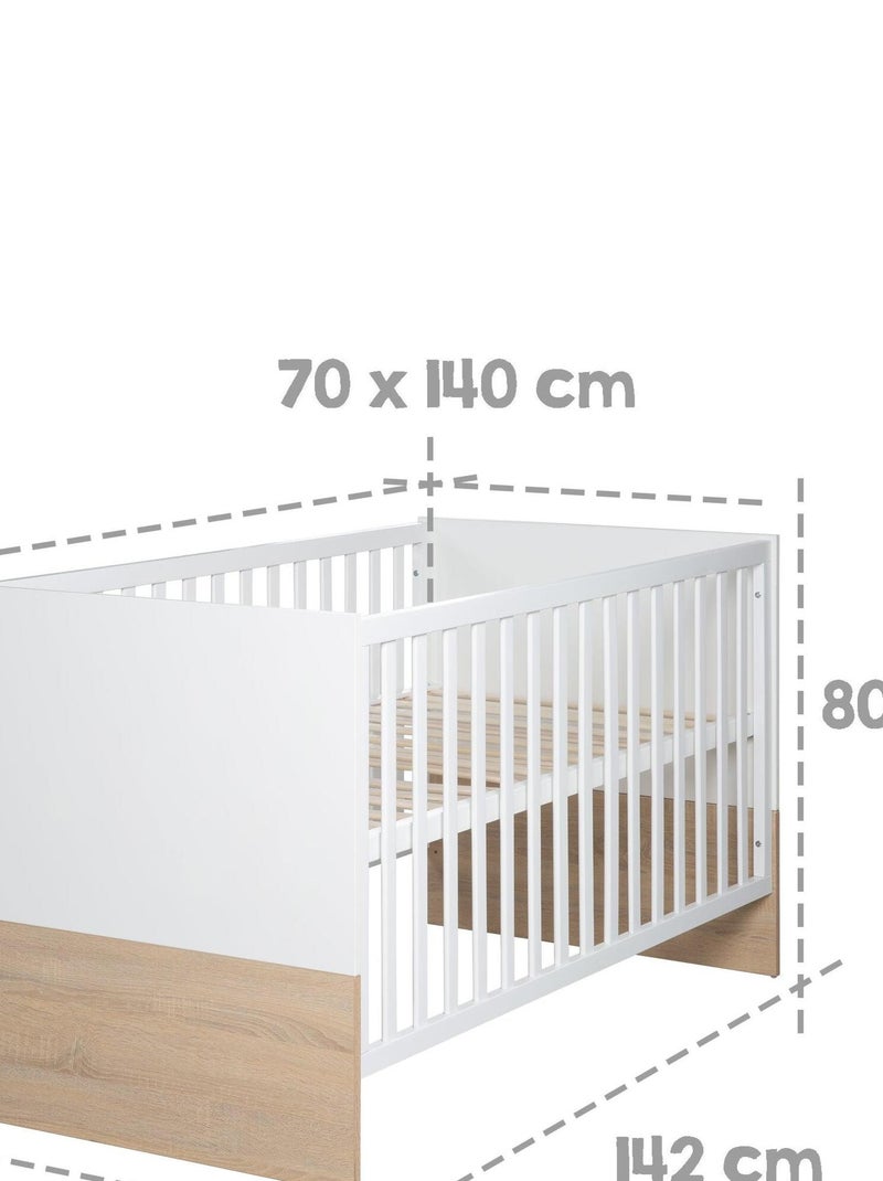 Lit bébé évolutif 70 x 140 convertible en lit junior 'Gabriella' ROBA Blanc Marron - Kiabi
