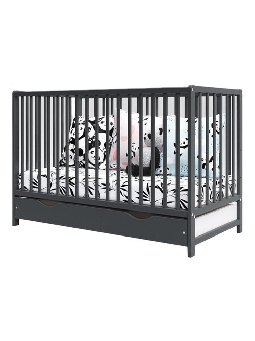 Lit bébé évolutif avec tiroir - ANNA - 120x60 cm - Anthracite - Kiabi Lit bébé évolutif avec tiroir - ANNA - 120x60 cm - Anthracite - Kiabi