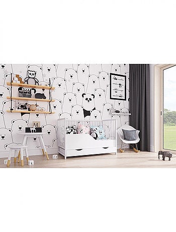 Lit bébé évolutif avec tiroir - ANNA - 120x60 cm