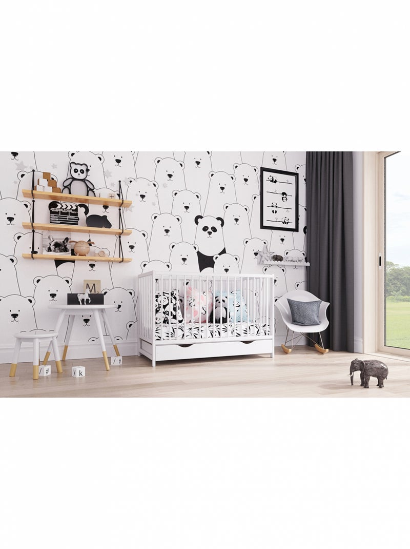 Lit bébé évolutif avec tiroir - ANNA - 120x60 cm Blanc - Kiabi