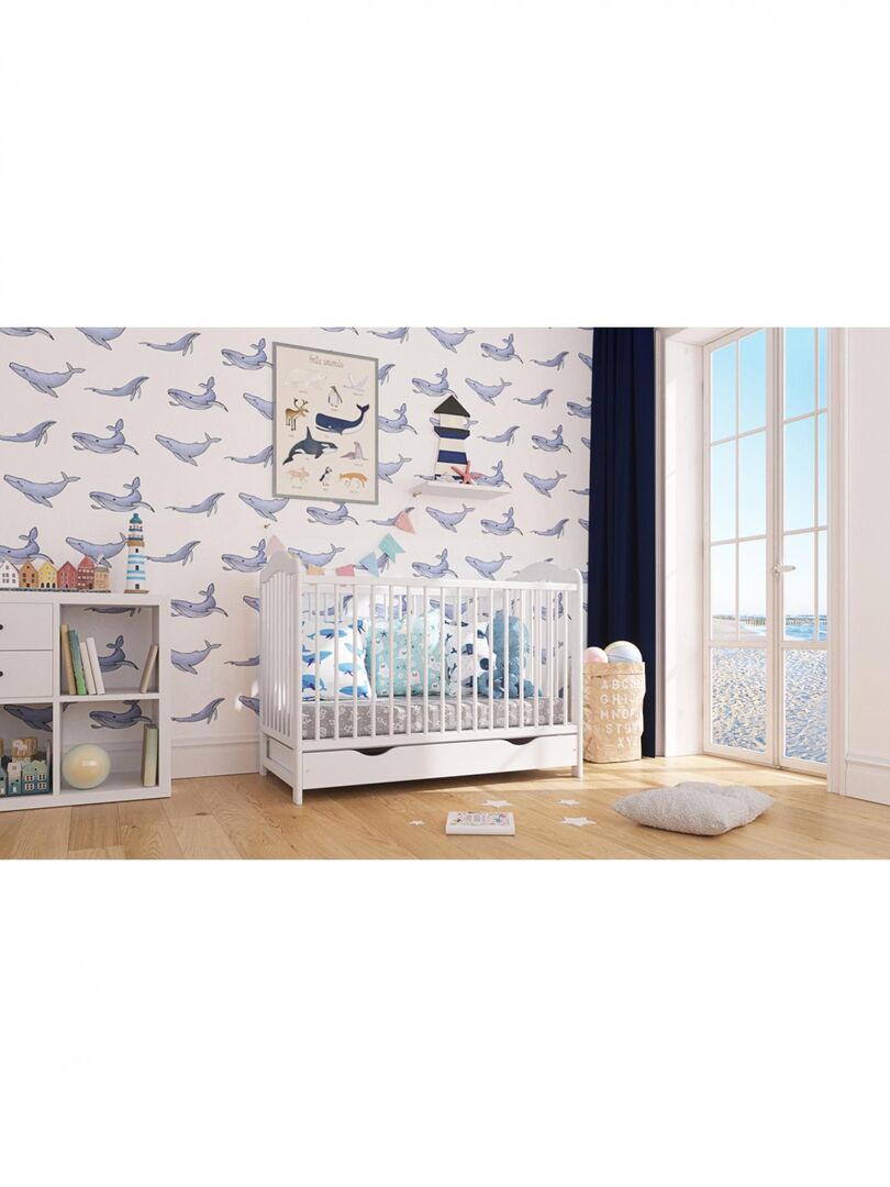 Lit bébé évolutif avec tiroir - OLIVIA - 120x60 cm - Blanc - Kiabi - 279.00€