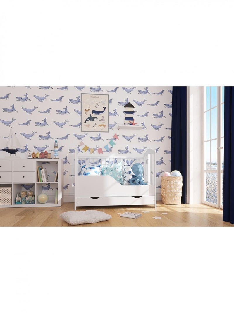 Lit bébé évolutif avec tiroir - CHIARA - 120x60 cm Blanc - Kiabi