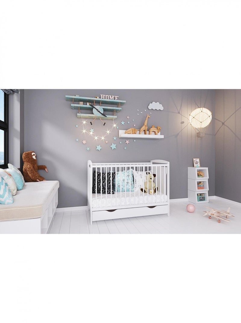 Lit bébé évolutif avec tiroir - ELINOR- 120x60 cm Blanc - Kiabi