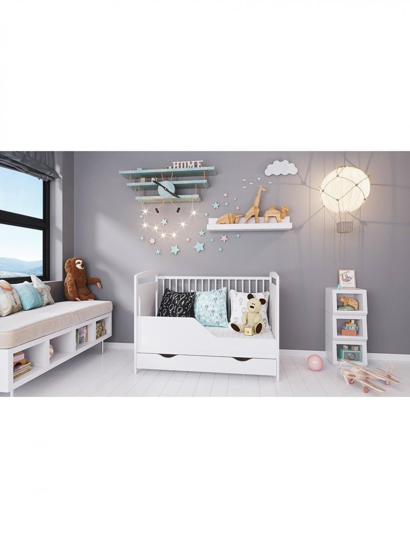 Lit bébé évolutif avec tiroir - ELINOR- 120x60 cm Blanc - Kiabi