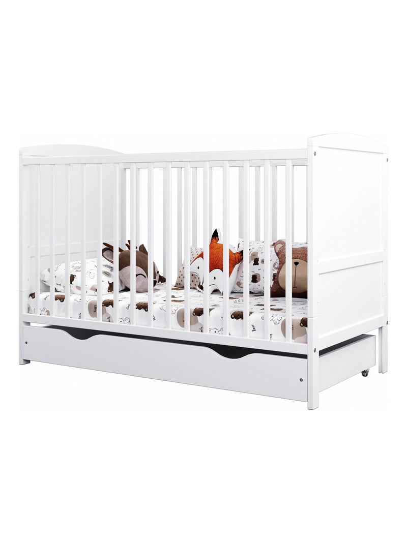 Lit bébé évolutif avec tiroir - LOUIS - 120x60 cm Blanc - Kiabi