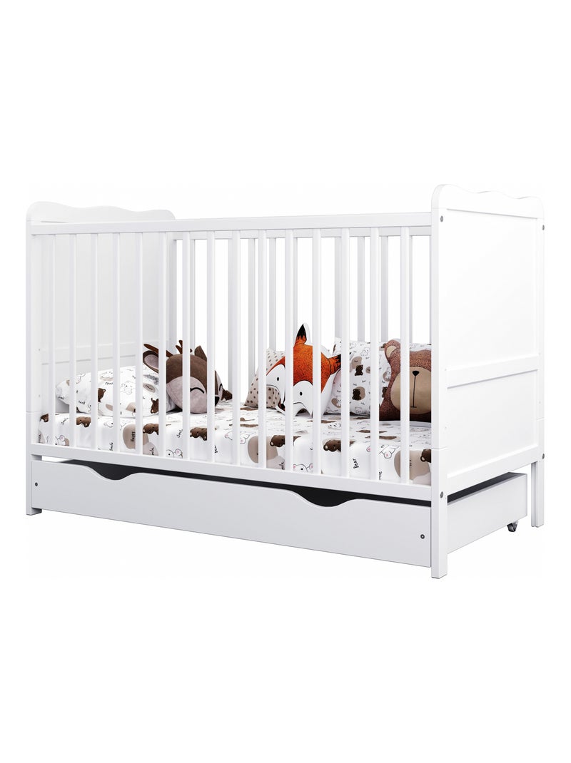 Lit bébé évolutif avec tiroir - LOUISE - 120x60 cm Blanc - Kiabi