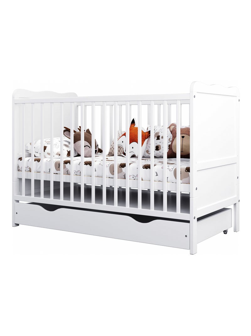 Lit bébé évolutif avec tiroir - LOUISE - 120x60 cm Blanc - Kiabi