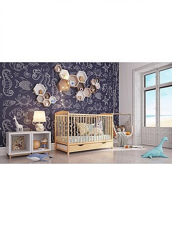 Lit bébé évolutif avec tiroir - NINA - 120x60 cm - Bois