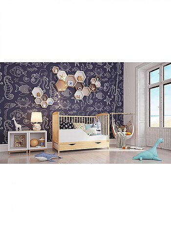 Lit bébé évolutif avec tiroir - NINA - 120x60 cm - Bois
