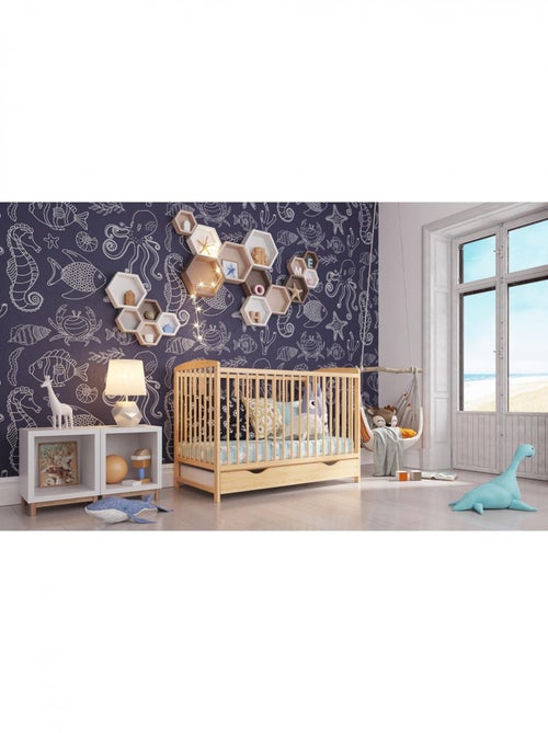 Lit bébé évolutif avec tiroir - NINA - 120x60 cm - Bois - Kiabi Lit bébé évolutif avec tiroir - NINA - 120x60 cm - Bois - Kiabi