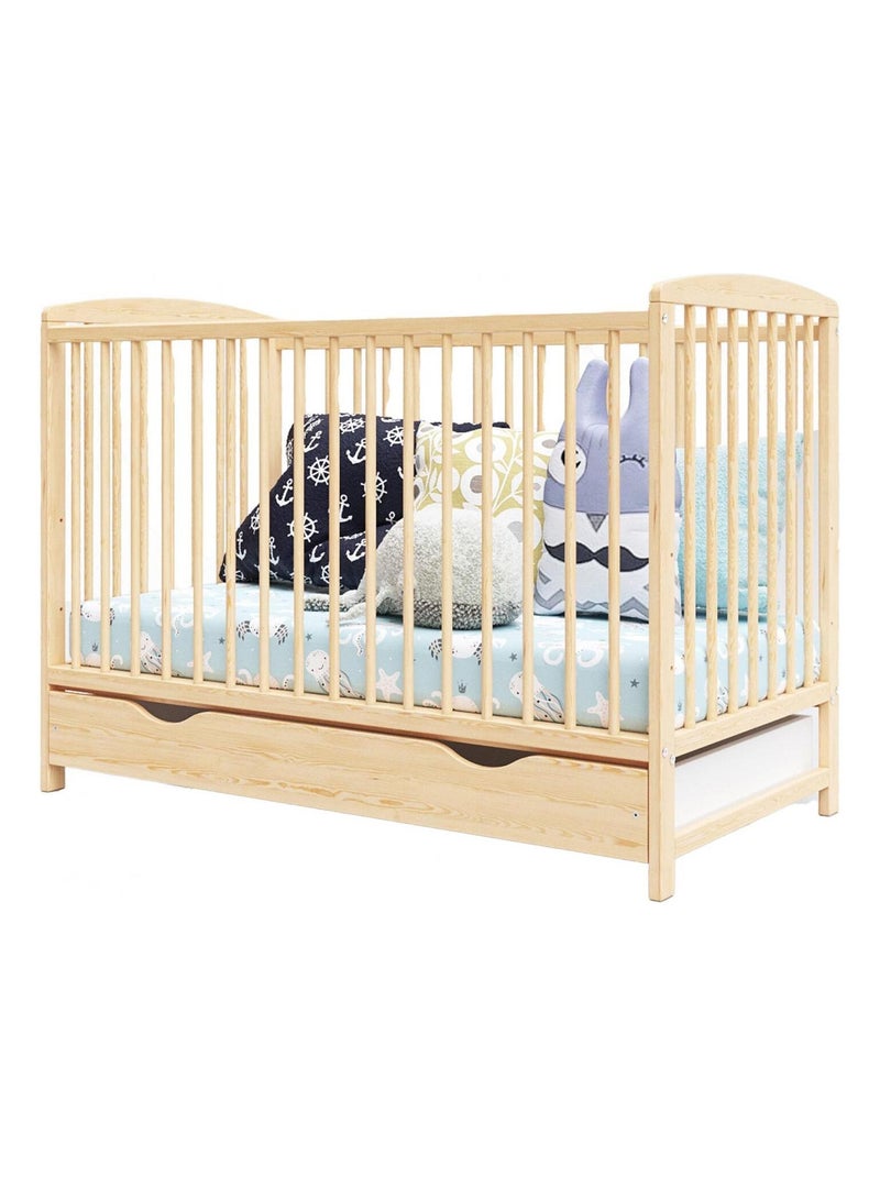 Lit bébé évolutif avec tiroir - NINA - 120x60 cm - Bois Beige - Kiabi