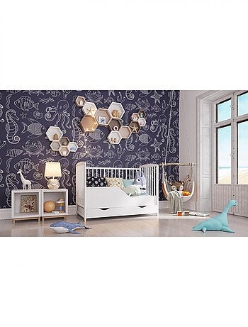 Lit bébé évolutif avec tiroir - NINA - 120x60 cm - Bois