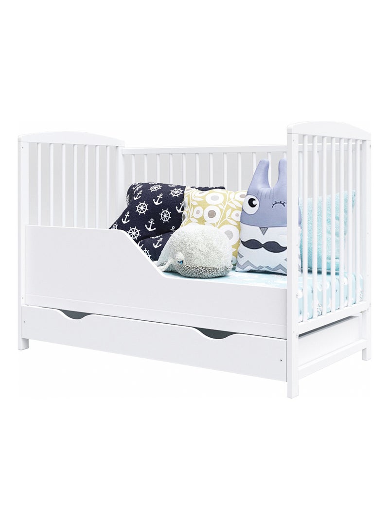 Lit bébé évolutif avec tiroir - NINA - 120x60 cm Blanc - Kiabi