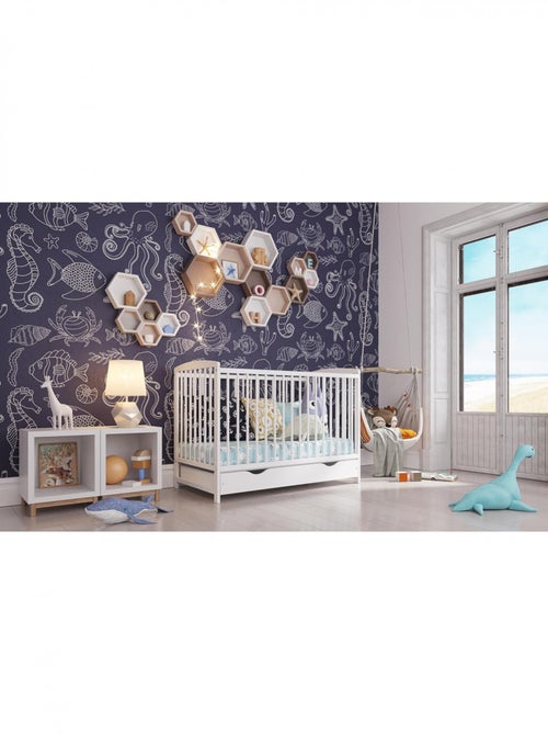Lit bébé évolutif avec tiroir - NINA - 120x60 cm - Kiabi Lit bébé évolutif avec tiroir - NINA - 120x60 cm - Kiabi