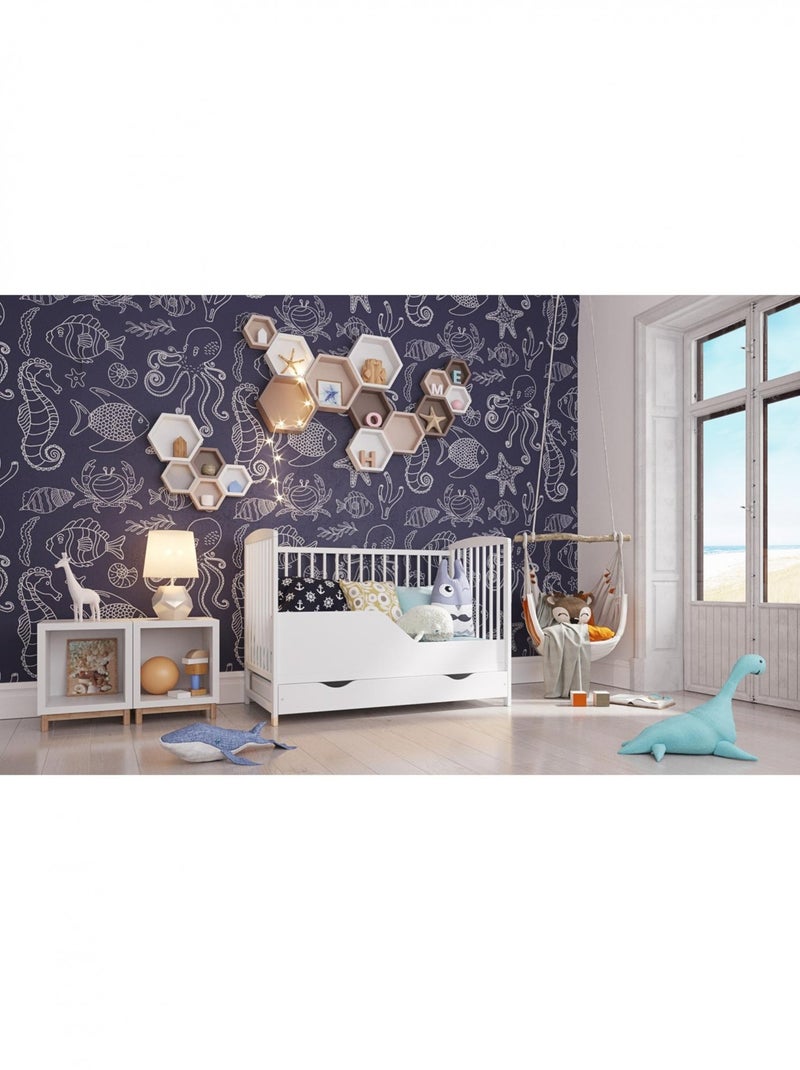 Lit bébé évolutif avec tiroir - NINA - 120x60 cm Blanc - Kiabi