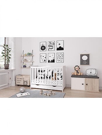 Lit bébé évolutif avec tiroir - OLIVIA - 120x60 cm