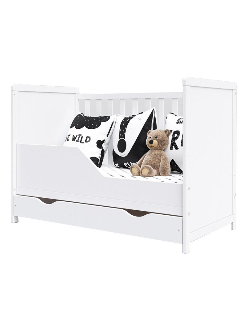 Lit bébé évolutif avec tiroir - OLIVIA - 120x60 cm Blanc - Kiabi