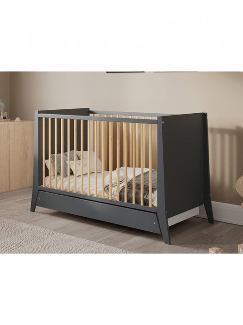 Lit bébé évolutif avec tiroir - ZOÉ - 120x60 cm - Anthracite - Kiabi Lit bébé évolutif avec tiroir - ZOÉ - 120x60 cm - Anthracite - Kiabi