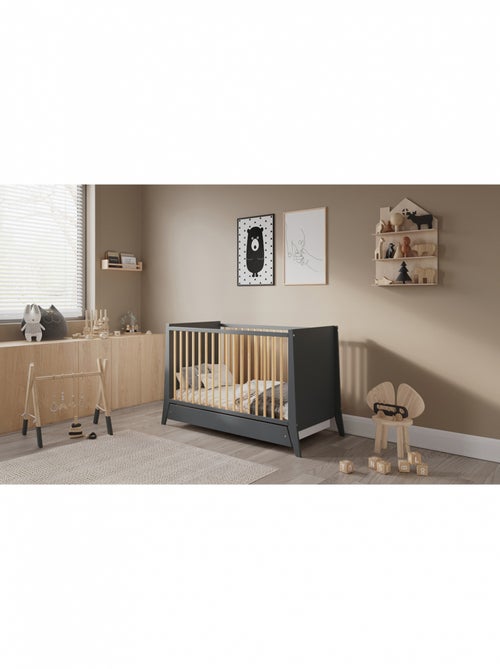 Lit bébé évolutif avec tiroir - ZOÉ - 120x60 cm - Anthracite - Kiabi Lit bébé évolutif avec tiroir - ZOÉ - 120x60 cm - Anthracite - Kiabi