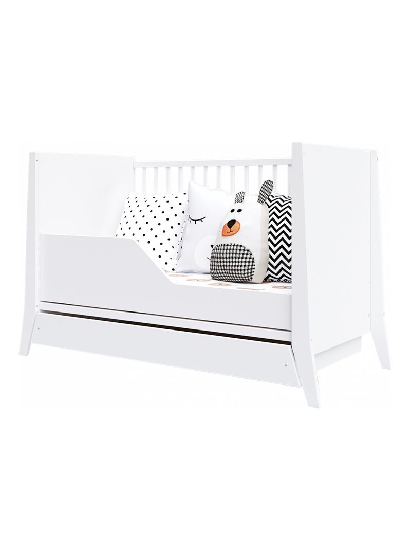 Lit bébé évolutif avec tiroir - ZOÉ - 120x60 cm Blanc - Kiabi