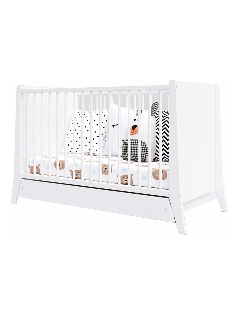 Lit bébé évolutif avec tiroir - ZOÉ - 120x60 cm Blanc - Kiabi