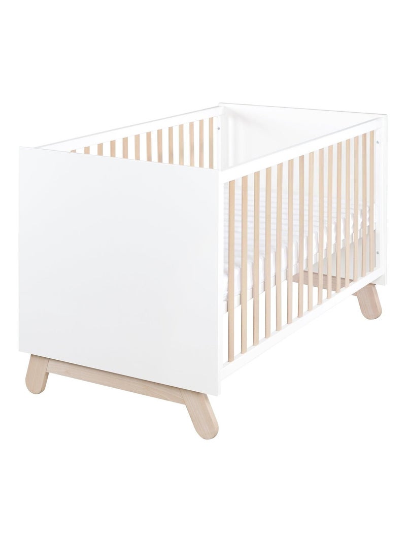 Lit bébé évolutif convertible en lit enfant - Style scandinave - Hauteur réglable - 'Roba clara' Blanc Marron - Kiabi