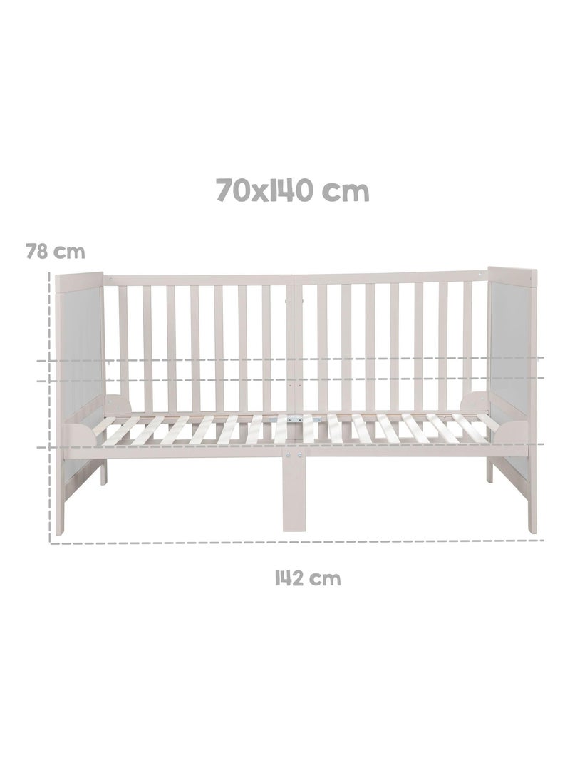 Lit bébé évolutif convertible en lit enfant jusqu'à 7 ans - Hauteur réglable - 'ROBA Easy Sleep' Gris clair - Kiabi