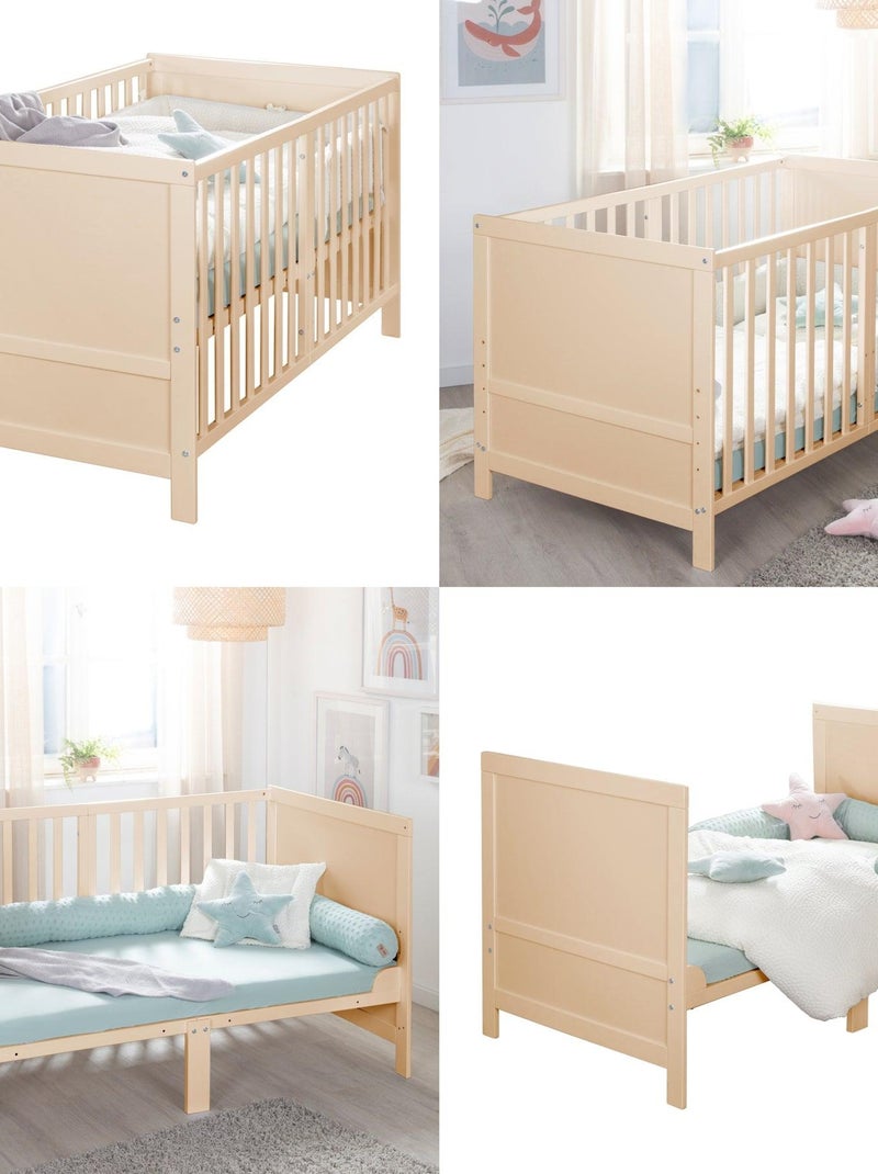 Lit bébé évolutif convertible en lit enfant jusqu'à 7 ans - Hauteur réglable - 'ROBA Easy Sleep' Marron clair - Kiabi