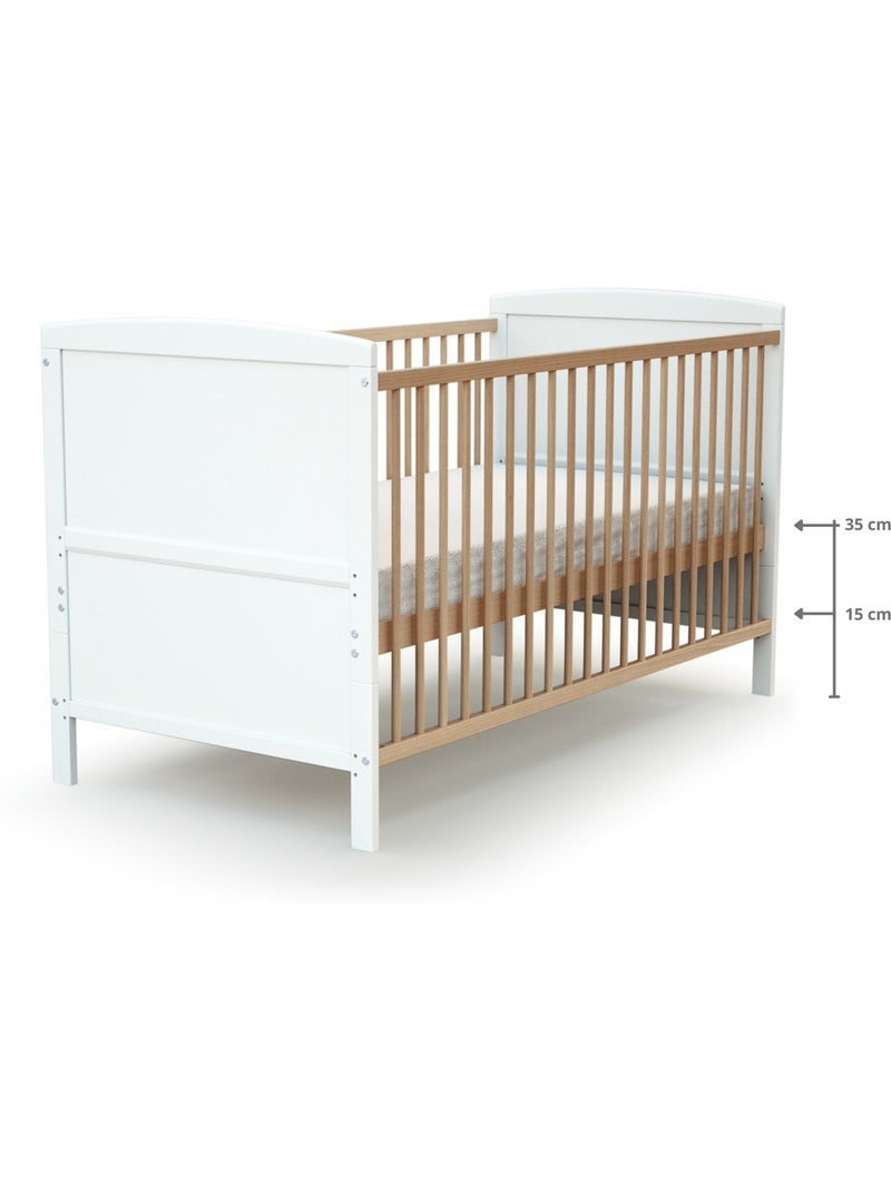 Lit bébé évolutif en bois luna Beige/Blanc - Kiabi