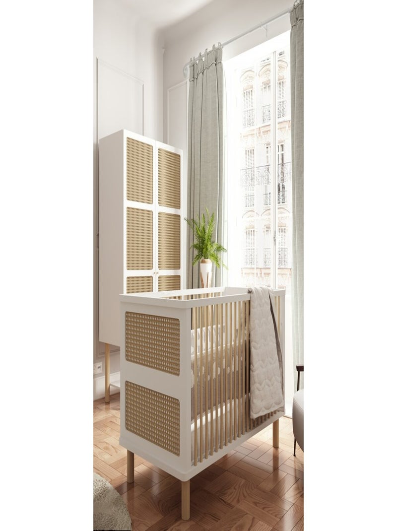 Lit bébé évolutif en bois " Ochna " - 70 x 140 cm - Blanc Blanc - Kiabi