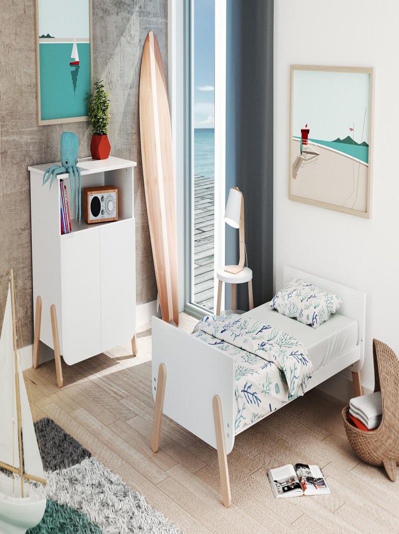 Lit bébé évolutif en bois pirate Beige/Blanc - Kiabi