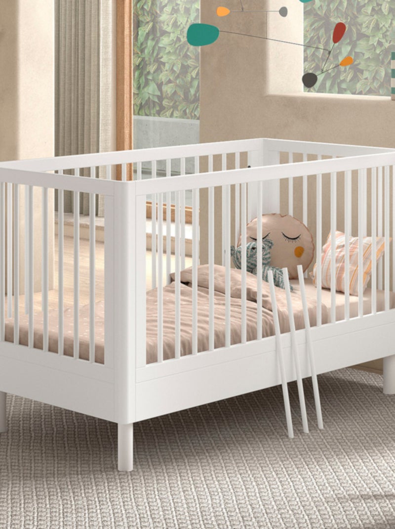 Lit bébé évolutif en hêtre massif  AUBANE Blanc - Kiabi