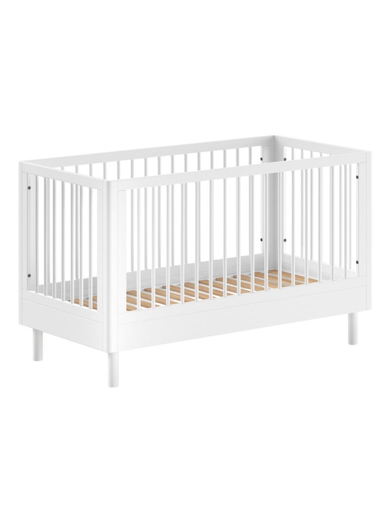 Lit bébé évolutif en hêtre massif  AUBANE Blanc - Kiabi