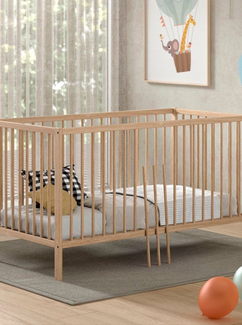 Lit bébé évolutif en hêtre massif naturel  PAOLA - Kiabi
