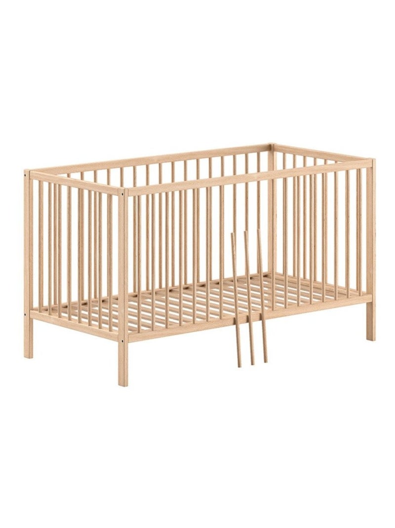 Lit bébé évolutif en hêtre massif naturel  PAOLA Bois naturel - Kiabi