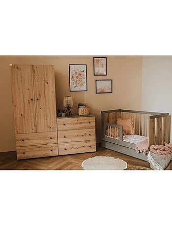Lit bébé évolutif en lit junior avec sommier 3 hauteurs - kmbaby