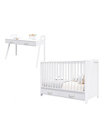 Lit bébé évolutif et Bureau 2 en 1- LIV - 120x60 cm