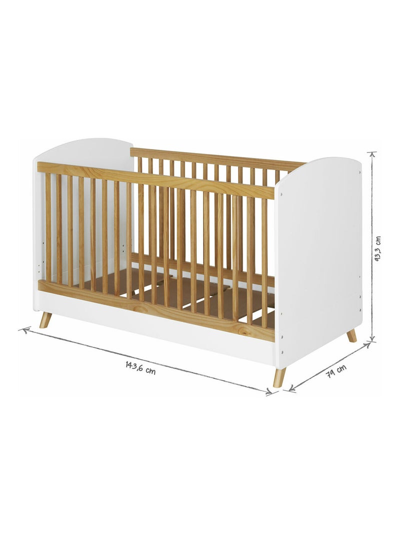 Lit bébé évolutif Kombu - AKITEN RETAIL Blanc Marron - Kiabi