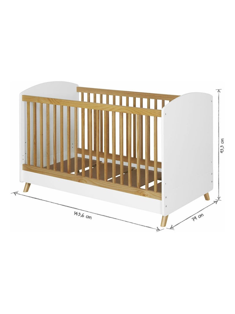 Lit bébé évolutif Kombu - AKITEN RETAIL Blanc Marron - Kiabi