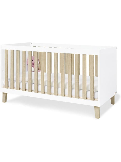 Lit bébé évolutif lumi 'pinolino' 70 x 140 cm  blanc et chêne - Kiabi