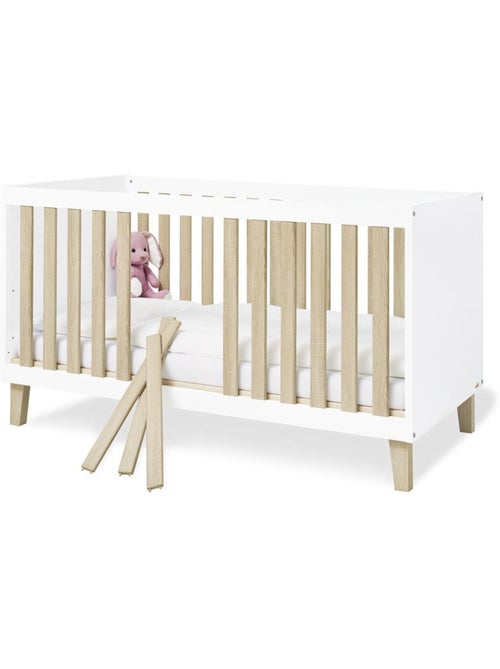 Lit bébé évolutif lumi 'pinolino' 70 x 140 cm  blanc et chêne - Kiabi