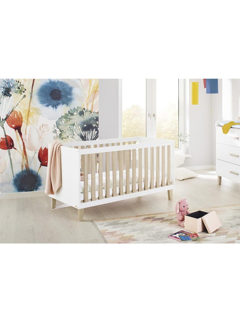 Lit bébé évolutif lumi 'pinolino' 70 x 140 cm  blanc et chêne Marron - Kiabi