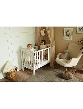 Lit bébé iwo avec matelas en bois de hêtre, sommier réglable - kmbaby
