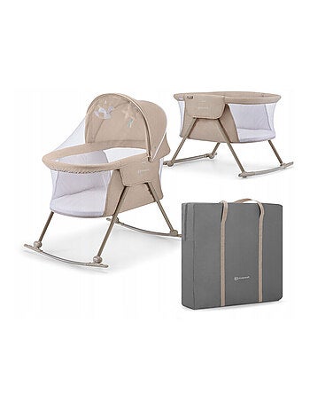Lit bébé Kinderkraft LOVI 3 EN 1 avec berceau, lit de voyage, moustiquaire et jouets suspendus