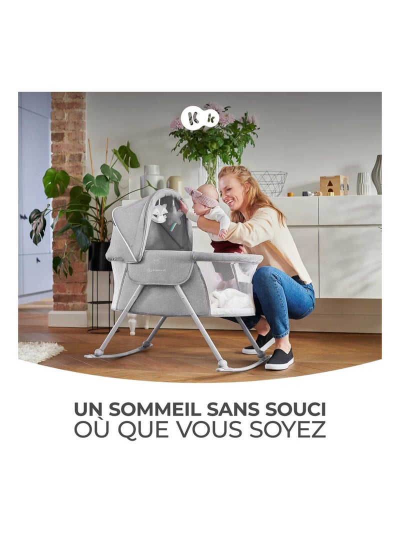 Lit bébé Kinderkraft LOVI 3 EN 1 avec berceau, lit de voyage, moustiquaire et jouets suspendus Gris - Kiabi